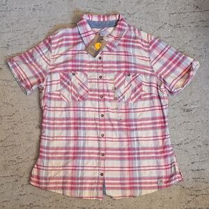 Carhartt Pink and White Checkered Shirt, Size L, NWT